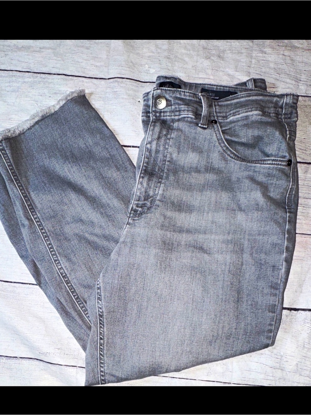 J. Jill Denim High Rise Straight Leg Crop Jeans Gray Stretch 14